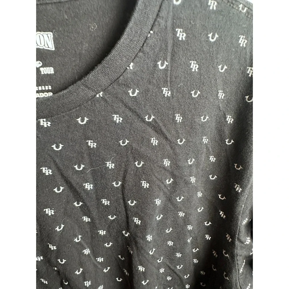 True Religion Graphic Print T-Shirt All Over Logo Black XL/TG